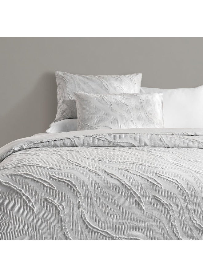 Pan Home Brush Jacquard Tufted Queen 3-Piece Duvet Cover Set 200x200cm - Grey - Image 2