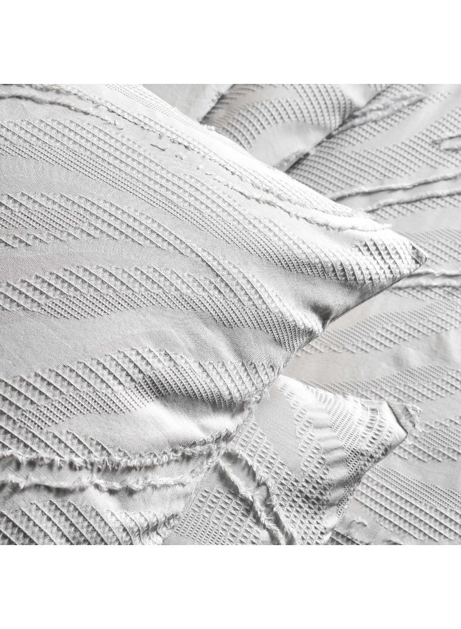 Pan Home Brush Jacquard Tufted Queen 3-Piece Duvet Cover Set 200x200cm - Grey - Image 4