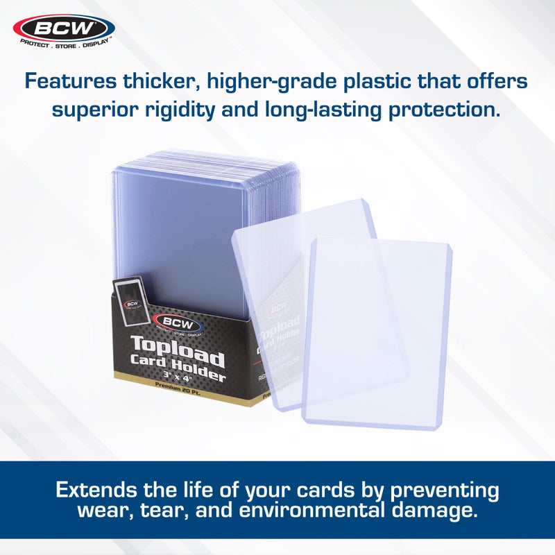 BCW Premium 3x4 Topload Card Holders â€“ 100 Pack | Ultra-Clear 20PT Rigid PVC Protectors | Heavy-Duty Card Holders for Standard Trading Cards, Sports Cards, MTG, PokÃ©mon & More - Image 2