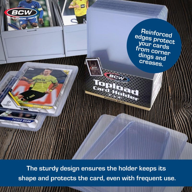 BCW Premium 3x4 Topload Card Holders â€“ 100 Pack | Ultra-Clear 20PT Rigid PVC Protectors | Heavy-Duty Card Holders for Standard Trading Cards, Sports Cards, MTG, PokÃ©mon & More - Image 5