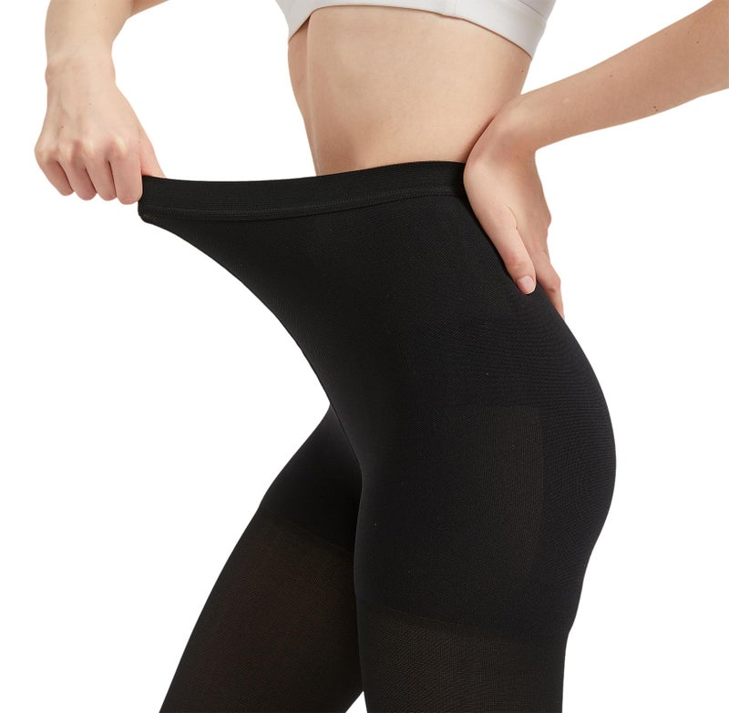MGANG Medical Compression Pantyhose for Women & Men, 20-30mmHg Graduated Compression Support Tights, Open Toe, Opaque Waist High Compression Stockings for Edema, Varicose Veins, Flight, DVT, Black XXL - Image 4