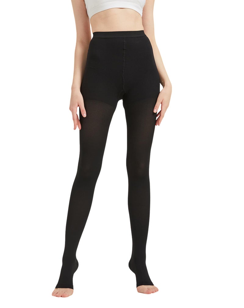 MGANG Medical Compression Pantyhose for Women & Men, 20-30mmHg Graduated Compression Support Tights, Open Toe, Opaque Waist High Compression Stockings for Edema, Varicose Veins, Flight, DVT, Black XXL - Image 5