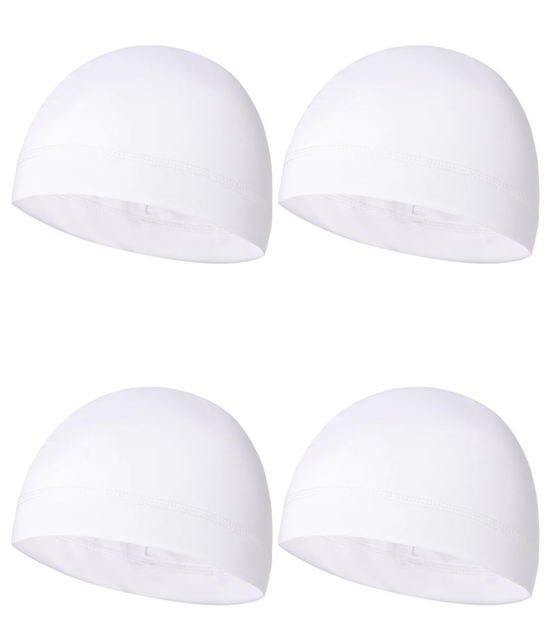 Kninmdor Sweat Wicking Skull Caps White Cooling Helmet Liner Hat Running Beanie Cycling Skullcap Sleeping Cap for Men Women (White Sets) - Image 1