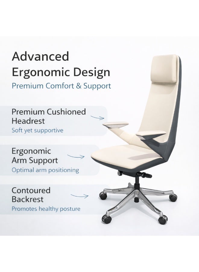 Furalux High Back Ergonomic Office Chair with Premium Leather Upholstery, Adjustable Height, Executive Comfort & Durable Base for Home & Office Use - Image 5