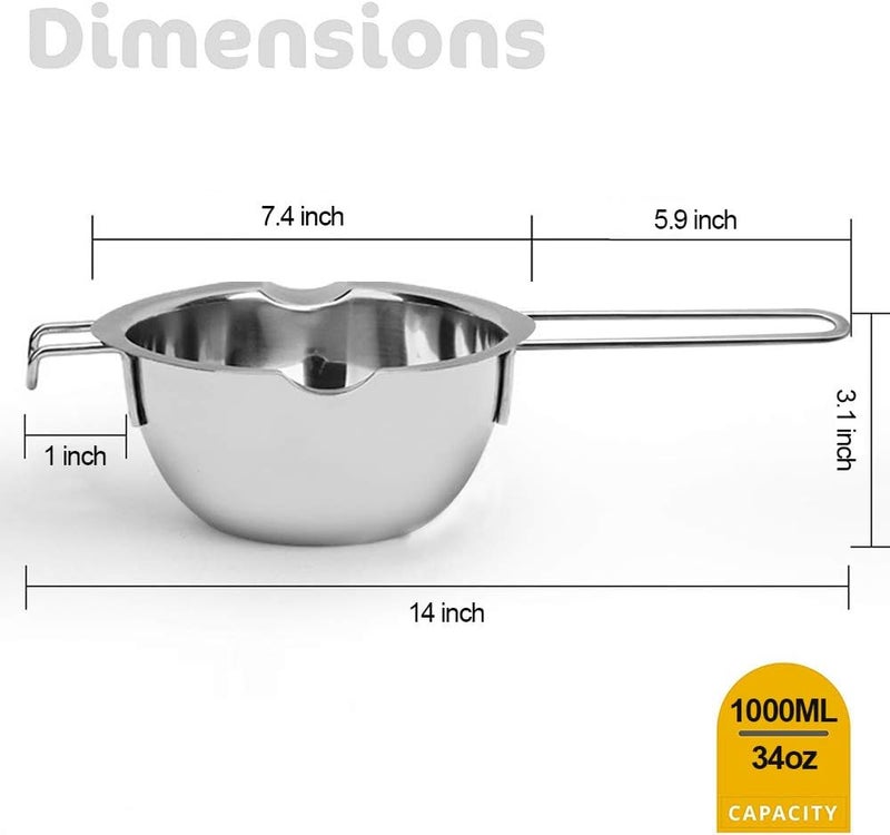 SONGZIMING 1000ML Upgrade Double Boiler Stainless Steel Melting Pot For Chocolate, Candle and Candy Making (34oz) - Image 2