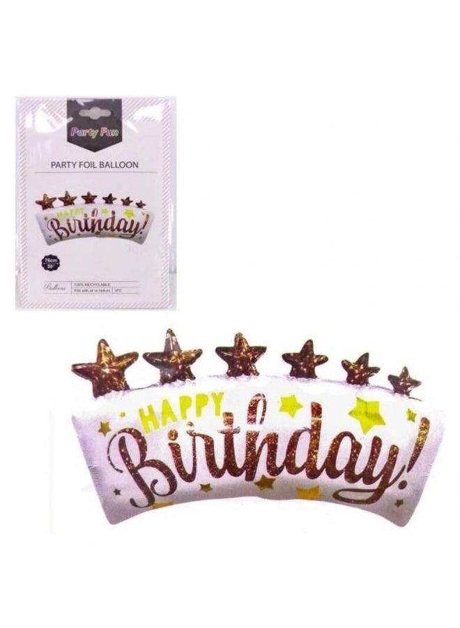 Party Fun Happy Birthday Printed Party Fun Foil Balloon With Star- 76cm