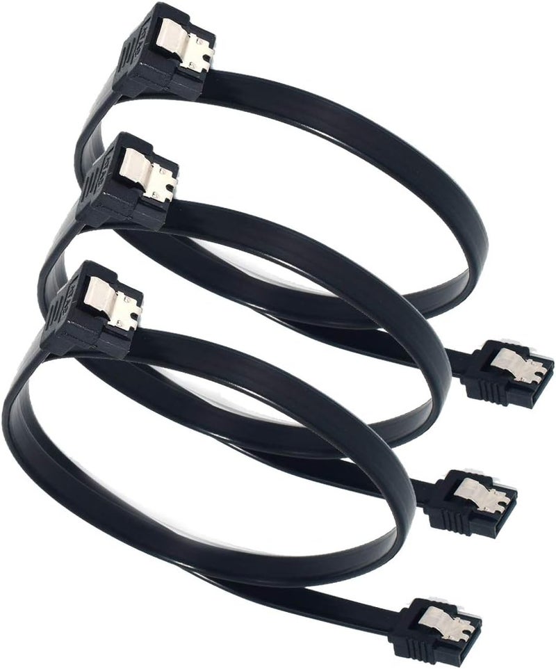 ELifeApply SATA III Cable SATA III 6.0Gbps 90 Degree Right Angle with Locking Latch 7 Pin Female to Female Data Cable with Locking Latch 45.7 cm 3 Pack - Image 1