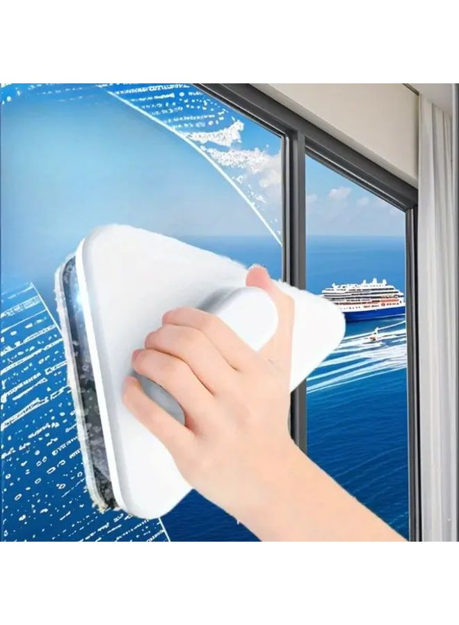 White Magnetic Glass Scraper Double Sided Window Cleaner Heavy Duty Streak Free For Windows Cars Homes - Image 4