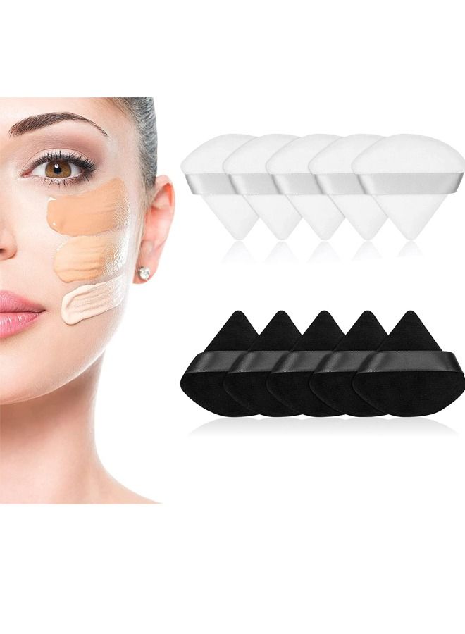 Excefore Pure Cotton Powder Puff, Triangle Wedge Shape Designed for Contouring, Under Eyes and Corners, with Strap, Makeup Tool For Cosmetic (10 Pcs) - Image 1
