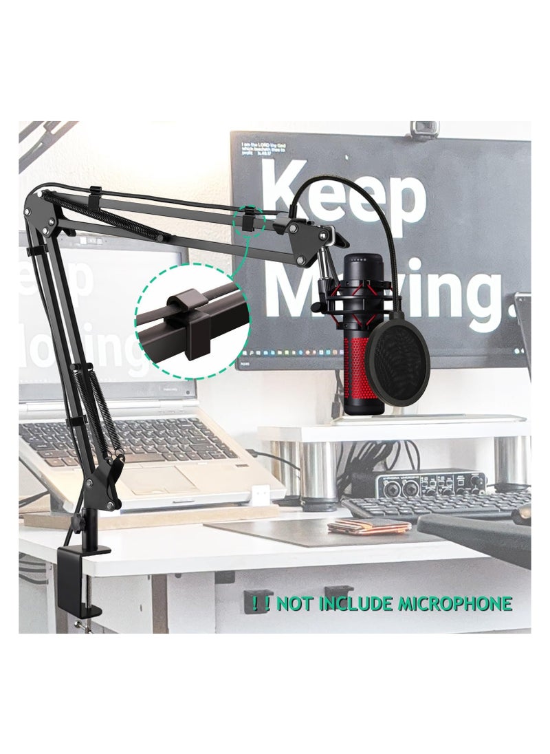 Generic QuadCast Mic Boom Arm Stand with Pop Filter, Adjustable Microphone Boom Arm with Upgrade Desk Table Mount Clamp for HyperX QuadCast, QuadCast S-RGB USB Condenser Mic  - Image 2