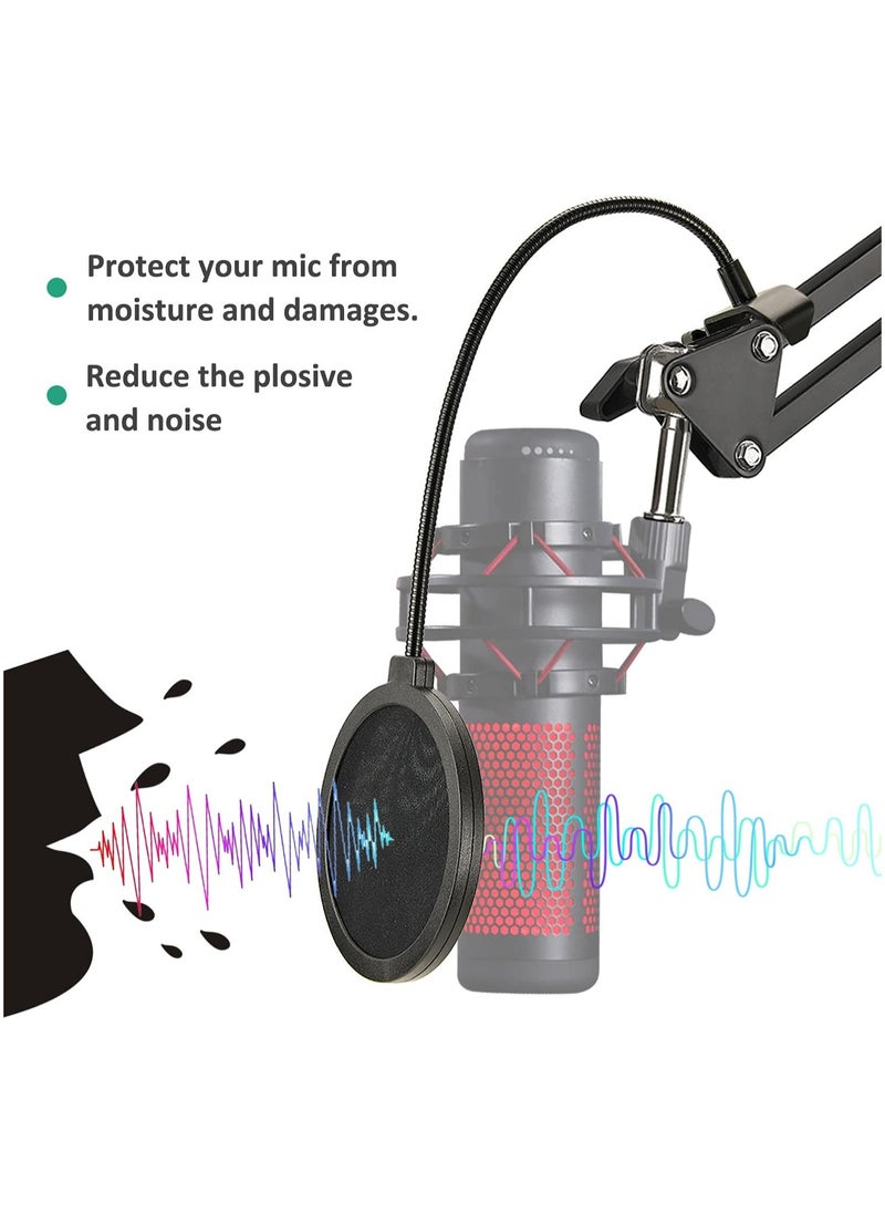 Generic QuadCast Mic Boom Arm Stand with Pop Filter, Adjustable Microphone Boom Arm with Upgrade Desk Table Mount Clamp for HyperX QuadCast, QuadCast S-RGB USB Condenser Mic  - Image 3