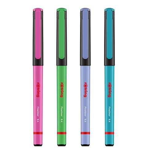 Rotring Liner Fineliner Pens 0.4 mm Colouring Pens for Writing & Drawing Plastic-Free Packaging Assorted Fun Colours 4 Count - Image 2