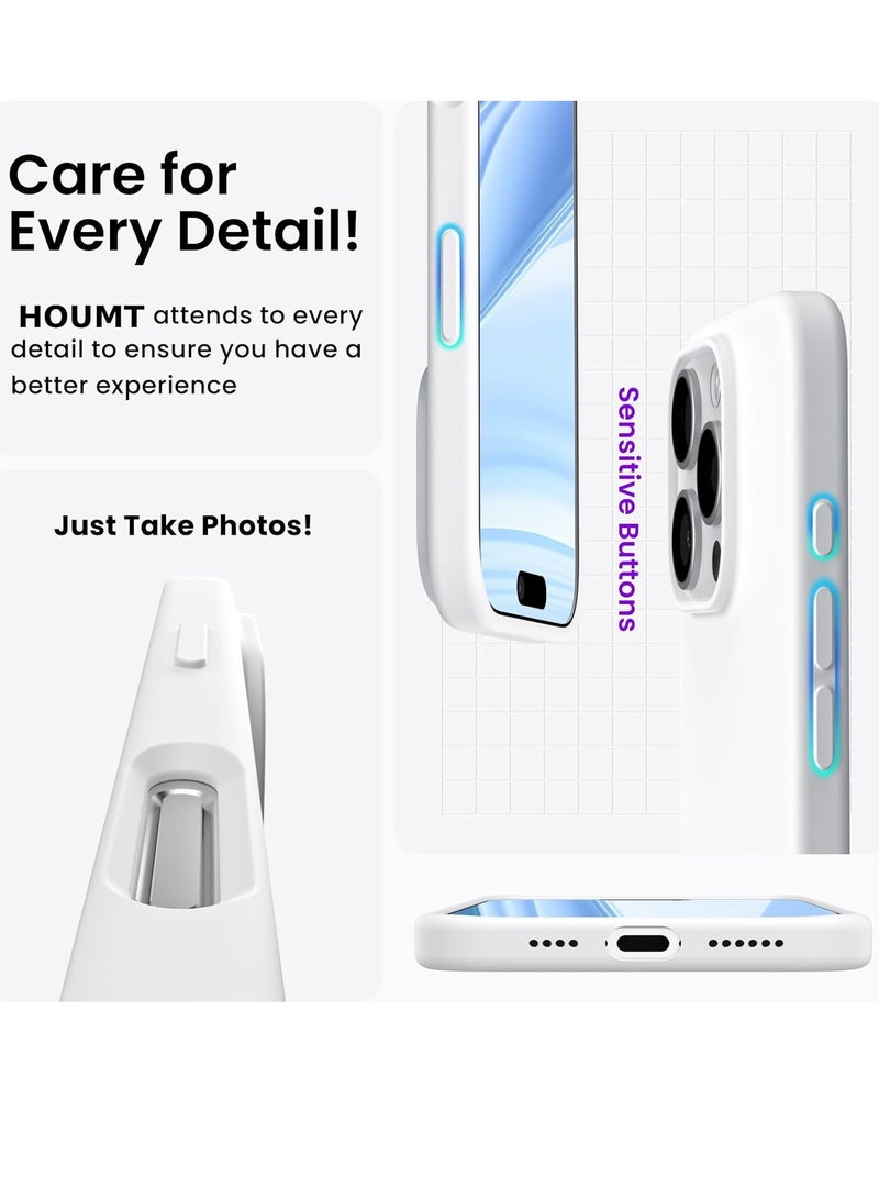 حافظة آيفون 16 برو من السيليكون السائل الأبيض - حماية TPU ضد الصدمات - Image 5