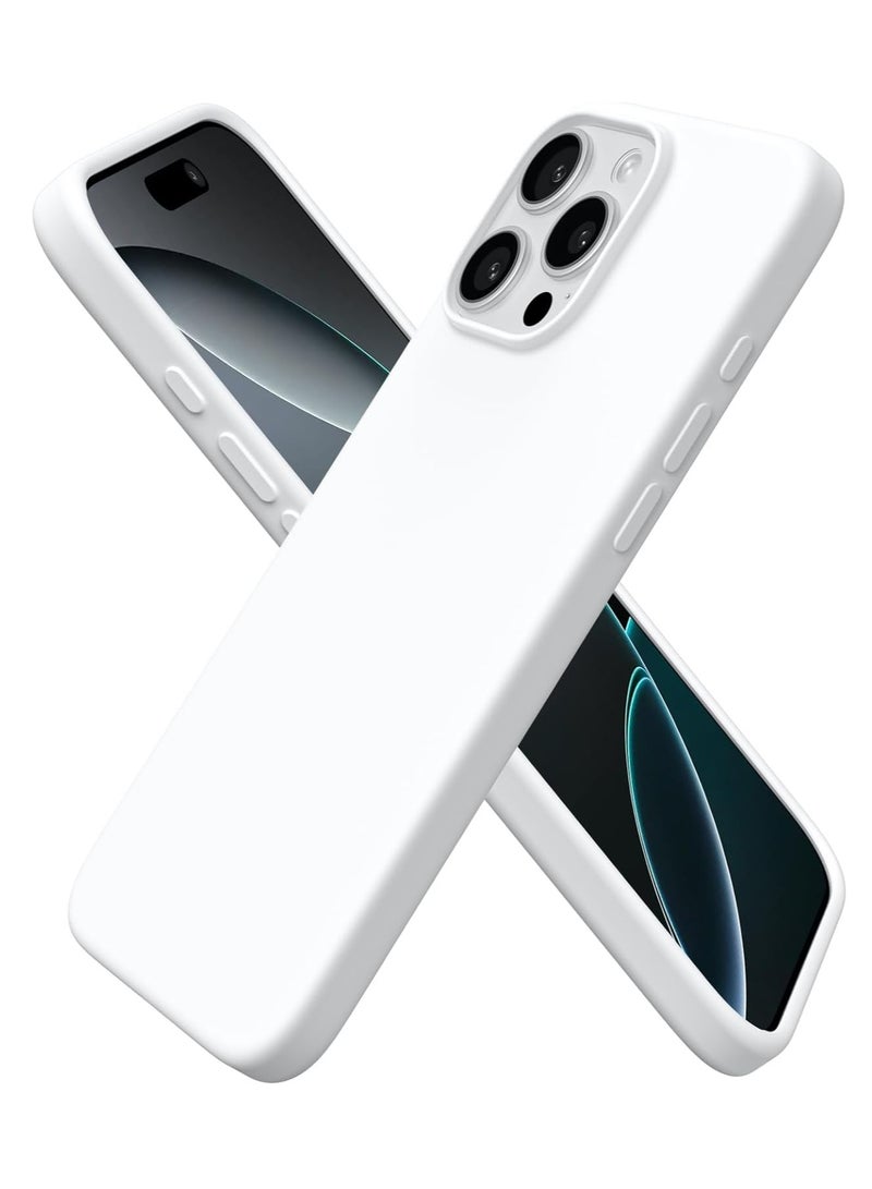 حافظة آيفون 16 برو من السيليكون السائل الأبيض - حماية TPU ضد الصدمات - Image 1