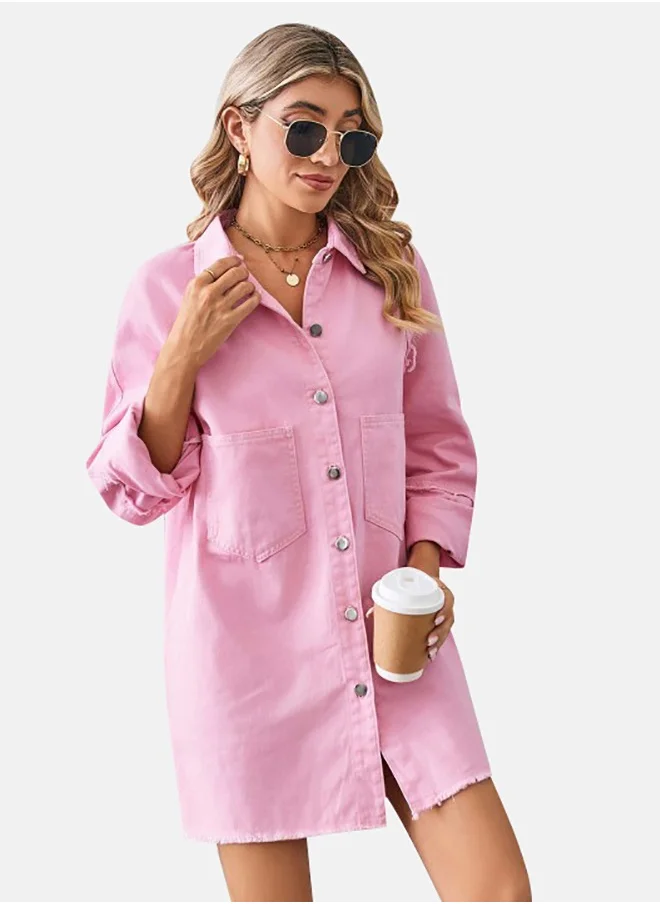يونيكي Pink Denim Casual Denim Dress