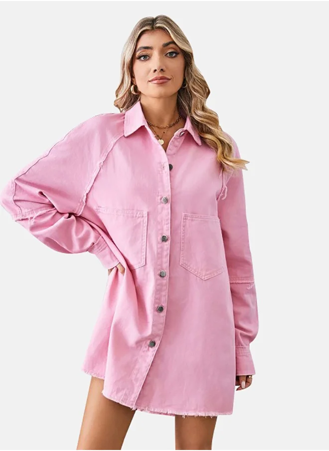 يونيكي Pink Denim Casual Denim Dress