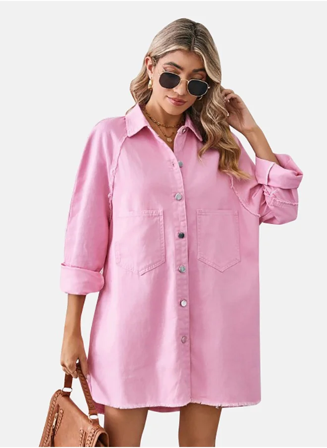 يونيكي Pink Denim Casual Denim Dress