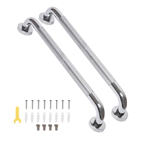 Bmoytu Shower Grab Bar 32 Inch Bathroom Grab Bar Handle with AntiSlip Knurled Grip Stainless Steel Bath Balance Bar 125 Diameter Bath Safety Bar Support for Seniors Pregnant Polished Chrome2Pcs - Image 1