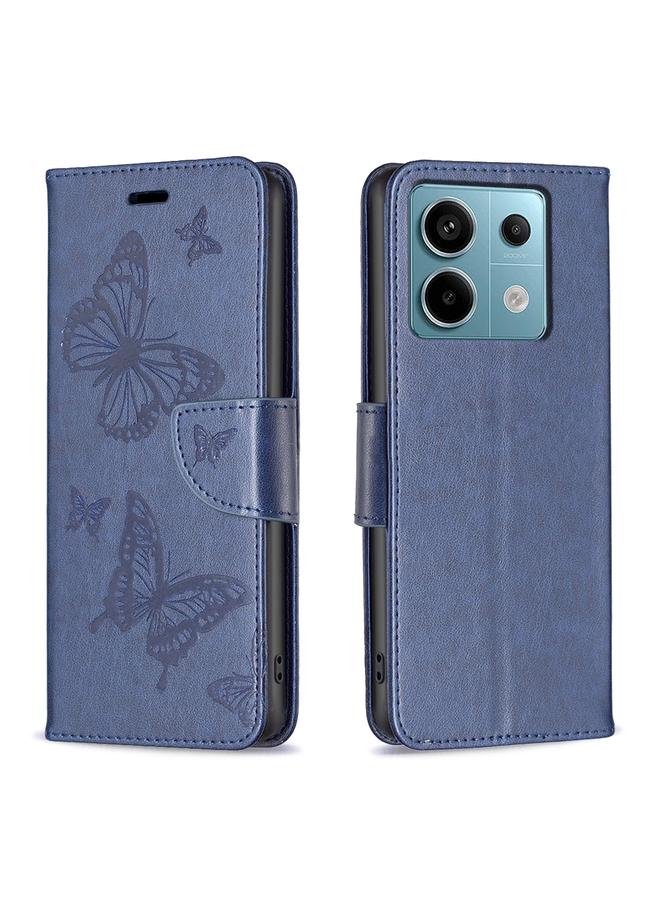 The Bros Case For Xiaomi Redmi Note 13 Pro 4G Global Two Butterflies Embossing Leather Phone Case