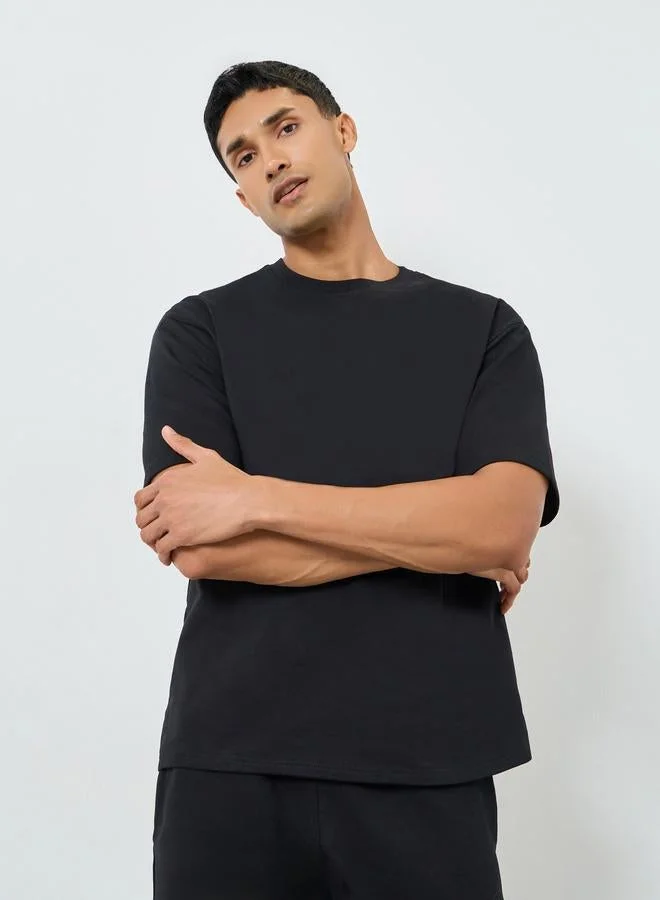 Styli Men Black Graphic Print Oversized T-Shirt