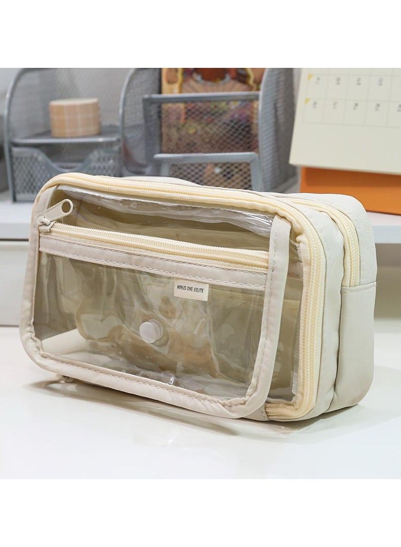 Transparent Large Capacity Pencil Case, High Aesthetic Value, Convenient Storage,21.5cm*13cm*7cm - Image 1