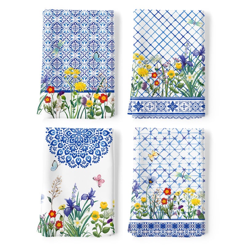 Arquiel Wildflower Spring Summer Tea Towels, Rustic Floral Cotton Kitchen Towel 18.9Ã—27.5 inch, Quick Drying Dish Cloth for Party Anniversary Holiday Decoration Housewarming Gifts - Image 1