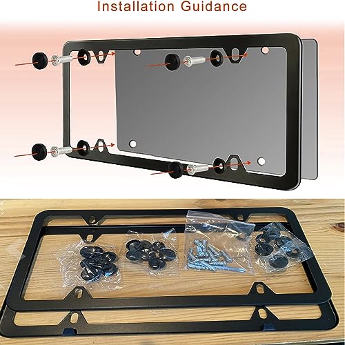 Indeed BUY License Plate Frames Black, 2 Pcs 4 Holes Car Licenses Plate Covers Stainless Steel Holders Frame for Plates with Screw Caps. - Image 3