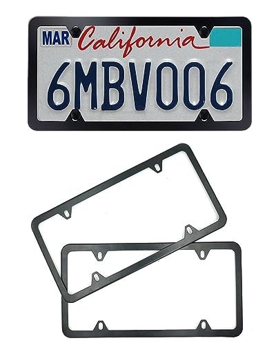 Indeed BUY License Plate Frames Black, 2 Pcs 4 Holes Car Licenses Plate Covers Stainless Steel Holders Frame for Plates with Screw Caps. - Image 4
