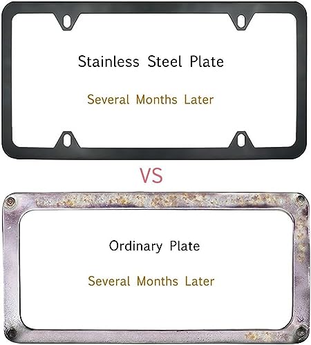 Indeed BUY License Plate Frames Black, 2 Pcs 4 Holes Car Licenses Plate Covers Stainless Steel Holders Frame for Plates with Screw Caps. - Image 5