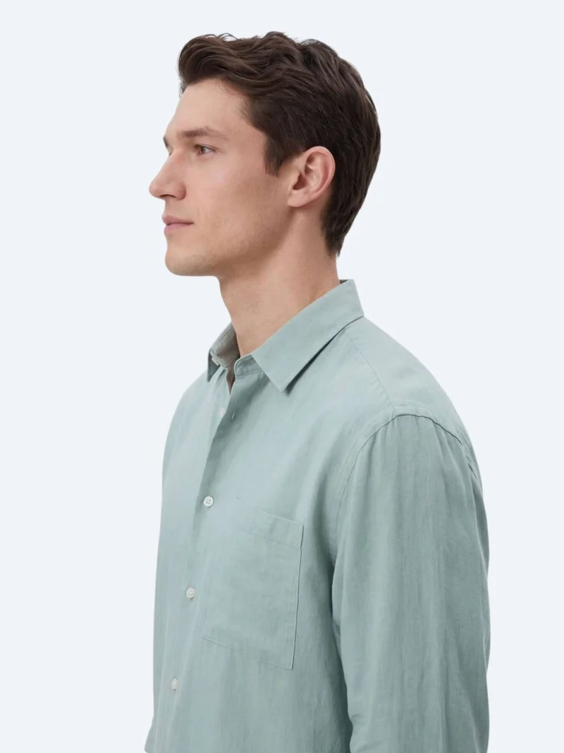 Kip Mint Plain Oversize Fit Long Weaving Casual Shirt