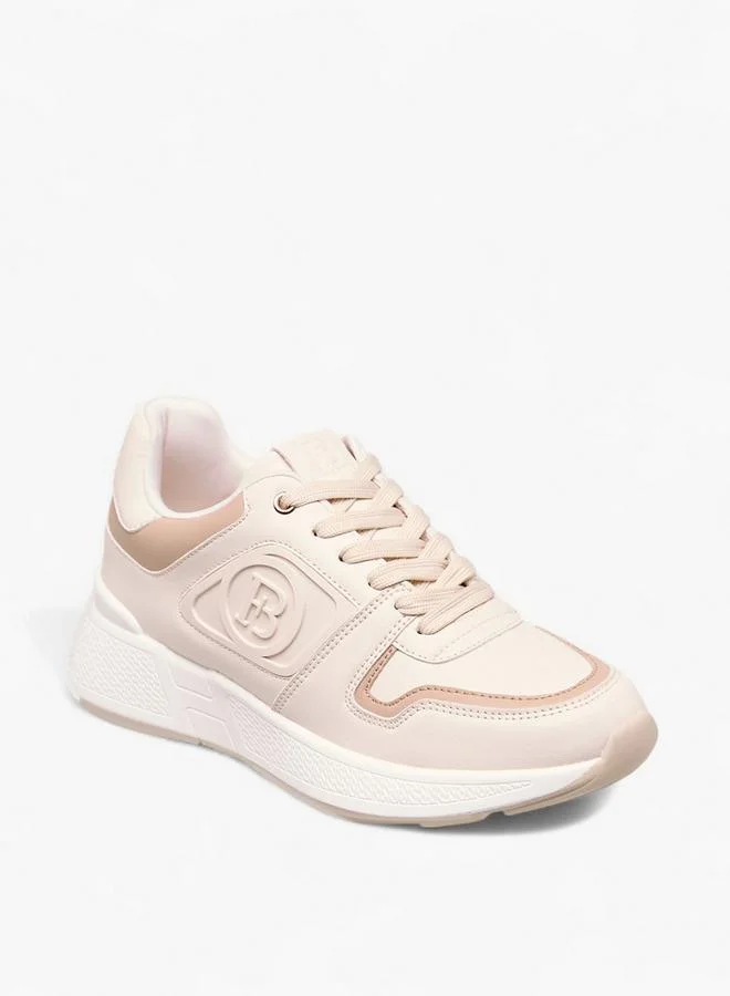Women Logo Embossed Sneakers with Lace-Up Closure