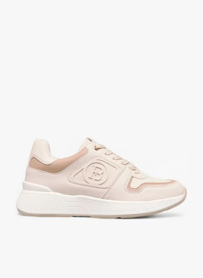 Flora Bella By Shoexpress BEIGE Women Logo Embossed Sneakers with Lace-Up Closure for Women | Best Price UAE
