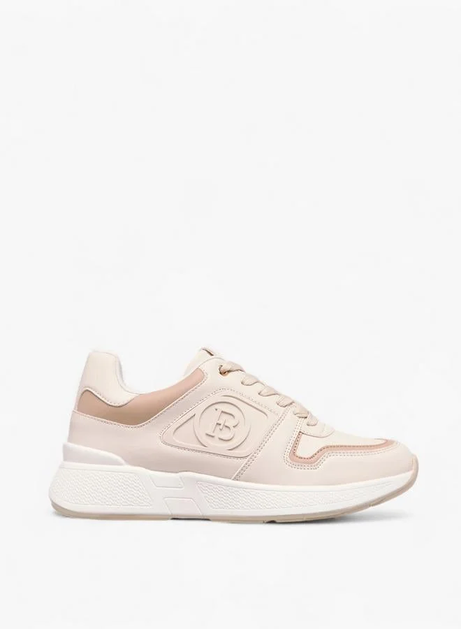 Women Logo Embossed Sneakers with Lace-Up Closure