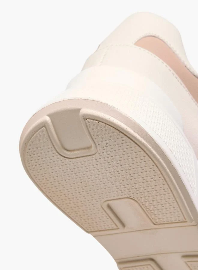Flora Bella By Shoexpress BEIGE Women Logo Embossed Sneakers with Lace-Up Closure for Women | Best Price UAE