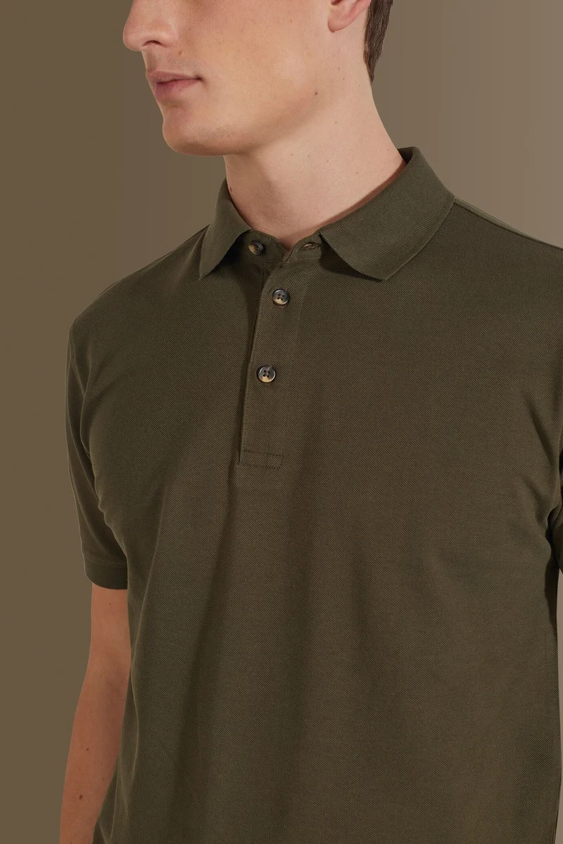 Doppelganger Green Short sleeves polo 100% cotton piquet solid colour - DK Green for Men | Best Price UAE