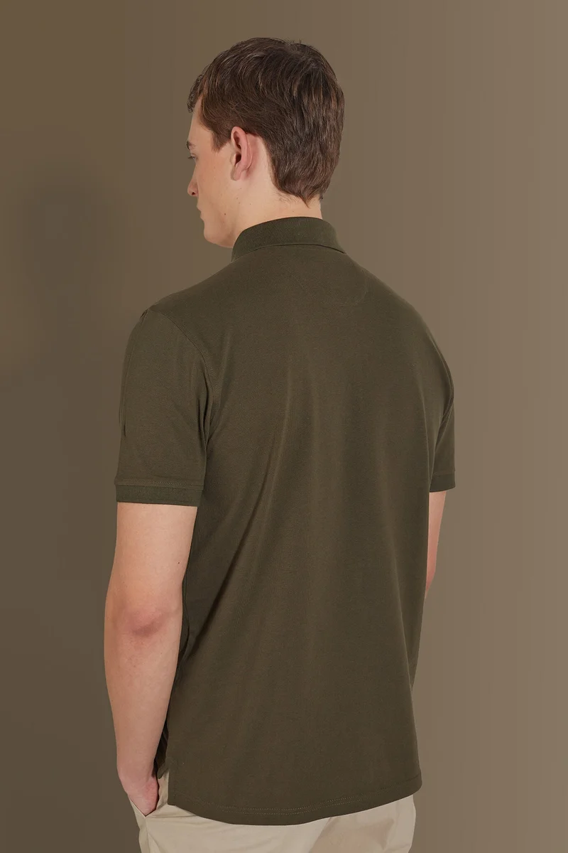 Doppelganger Green Short sleeves polo 100% cotton piquet solid colour - DK Green for Men | Best Price UAE