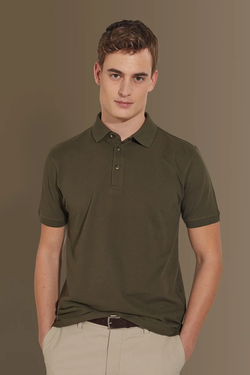Short sleeves polo 100% cotton piquet solid colour - DK Green