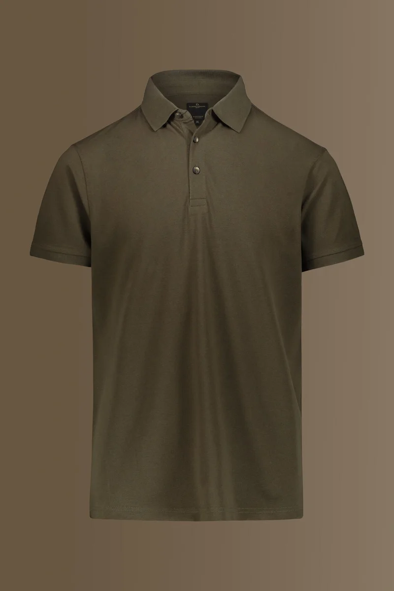 Doppelganger Green Short sleeves polo 100% cotton piquet solid colour - DK Green for Men | Best Price UAE
