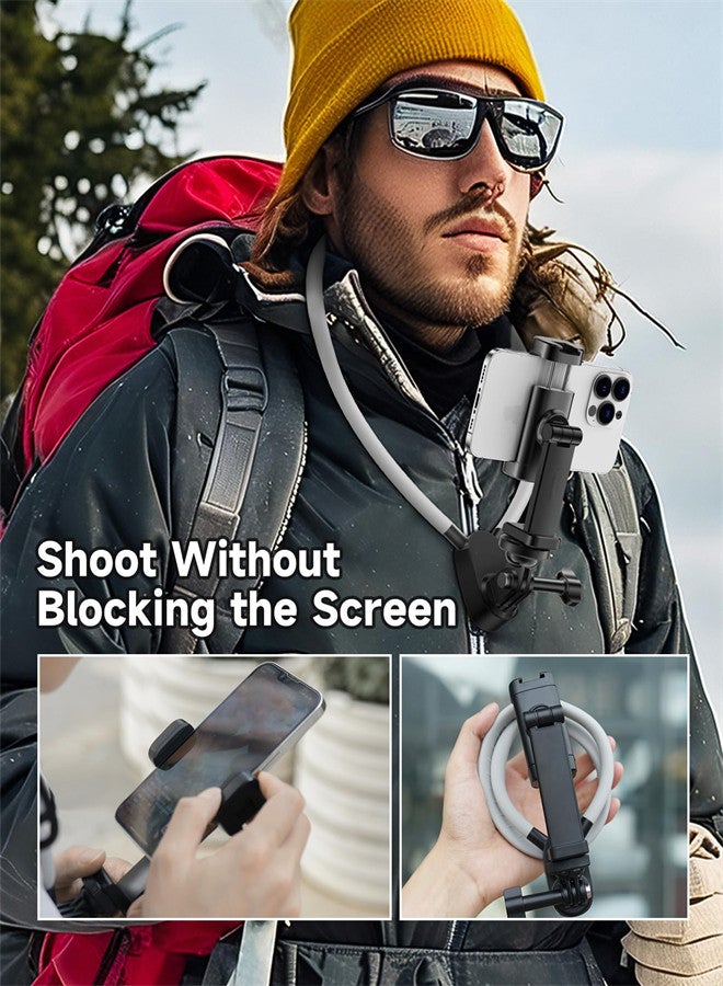 KASTWAVE Neck Tripod Phone Holder for iPhone, POV/Vlog Cell Phone Mount Holder for Recording, Hand Free Adjustable Phone Neck Stand, Chest Stand Video Recording for iPhone 15 14 13 12 Pro Max Plus Mini - Image 5