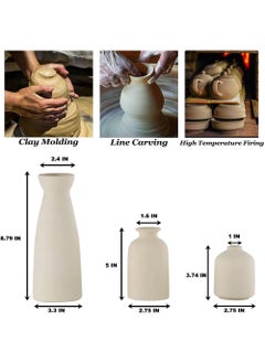 Rock Pow Ceramic vase Set-3 Small Flower vases for Decor Modern Home Decor Vases for Decor Pampas Grass Vase Dried Flowers Vases Living Room Table Shelf Centerpieces Decoration  - Image 5
