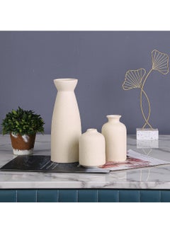 Rock Pow Ceramic vase Set-3 Small Flower vases for Decor Modern Home Decor Vases for Decor Pampas Grass Vase Dried Flowers Vases Living Room Table Shelf Centerpieces Decoration  - Image 4