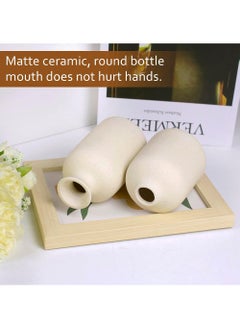 Rock Pow Ceramic vase Set-3 Small Flower vases for Decor Modern Home Decor Vases for Decor Pampas Grass Vase Dried Flowers Vases Living Room Table Shelf Centerpieces Decoration  - Image 2