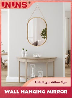 UNUNS Gold Hanging Mirror with Chain,24.5x49.5CM Rustic Wall Decor For Bathroom,Entry,Dining Room,and Living Room,Metal Rectangle Vanity Mirror,Decorative Mirror  - Image 4