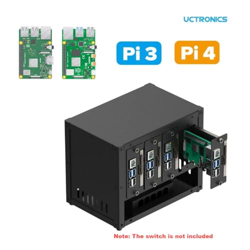 UCTRONICS Upgraded Complete Enclosure for Raspberry Pi Cluster, Compatible with Pi 5, 4B, 3B+/3B, and Other B Models, House Up to 4×2.5" SSD, Support PoE/PoE+ HAT and Switch, 2 Cooling Fans - Image 2
