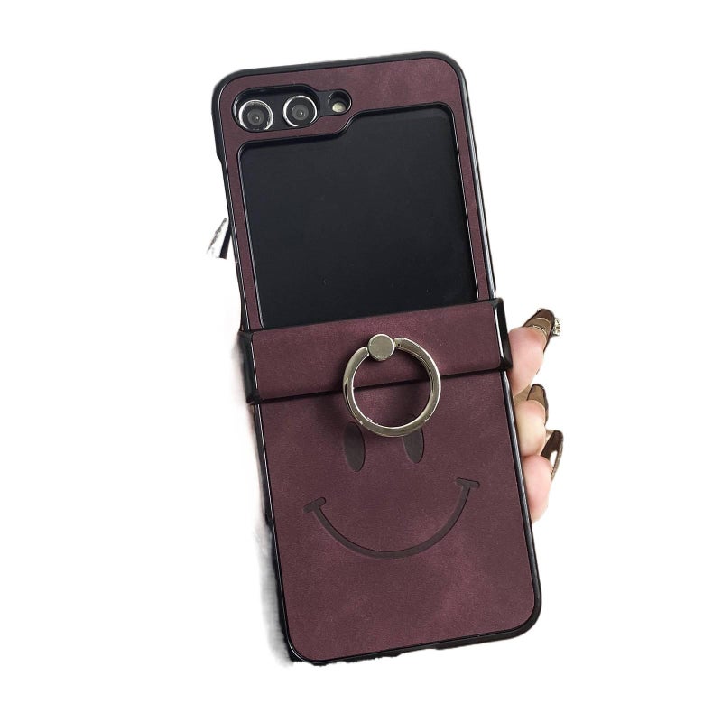 Protective Case | Red | Drop Protection | Vintage Leather Texture | Shockproof Cover for Samsung Galaxy Z Flip 5 - Image 1