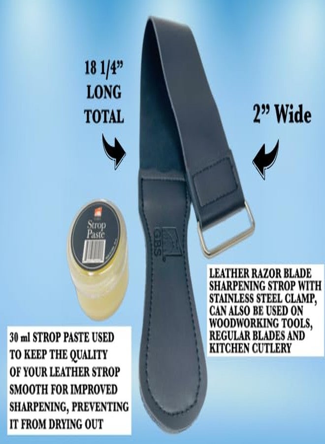 G.B.S Black Leather Razor Strop - Handmade Grain Leather Strop with Strop Paste - Professional Honing & Sharpening Strop for Straight Razors, Knives, Chisels & Tools - Image 2