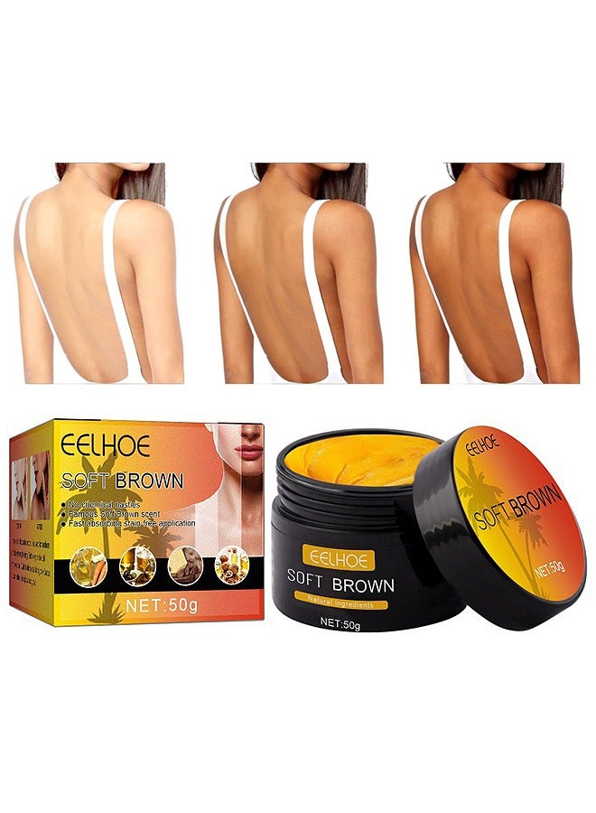EELHOE جل تسمير البشرة البني 50 جرام، كريم جل تسمير البشرة الفاخر المكثف، غسول مسرع تسمير البشرة الطبيعي، جل تسمير بني ناعم للشمس المكثفة في الهواء الطلق، جل تسمير البشرة الداكن يحقق بشرة تسمير طبيعية - Image 1