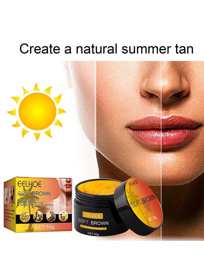 EELHOE جل تسمير البشرة البني 50 جرام، كريم جل تسمير البشرة الفاخر المكثف، غسول مسرع تسمير البشرة الطبيعي، جل تسمير بني ناعم للشمس المكثفة في الهواء الطلق، جل تسمير البشرة الداكن يحقق بشرة تسمير طبيعية - Image 2
