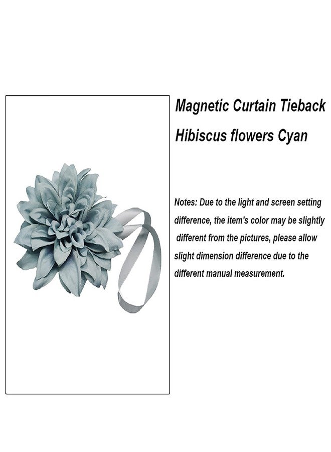 jingewell 2 Pieces Flower Magnetic Curtain Tieback Hibiscus Decorative Tie Back Clips Window Drape Button Tiebacks Holdbacks Rope for Home Office Bathroom (Hibiscus Flowers Cyan) - Image 5