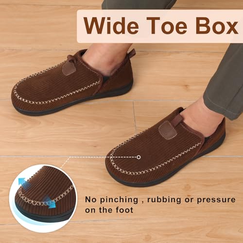 LeIsfIt Men's Slippers Wide Memory Foam House Shoes Moccasin Slip-On Cozy Loafer Slippers for Indoor & Outdoor Chocolate Brown Size 11 - Image 3